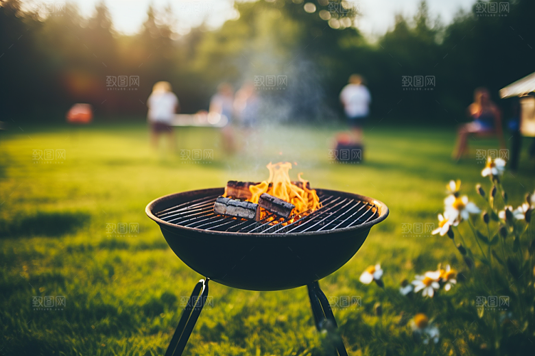 火热烤串美食肉串摄影图