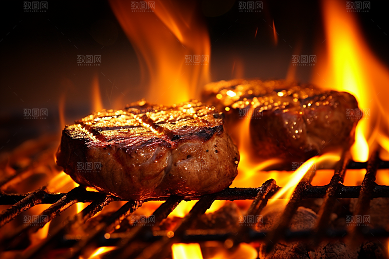 火热烤串肉串夏天摄影图