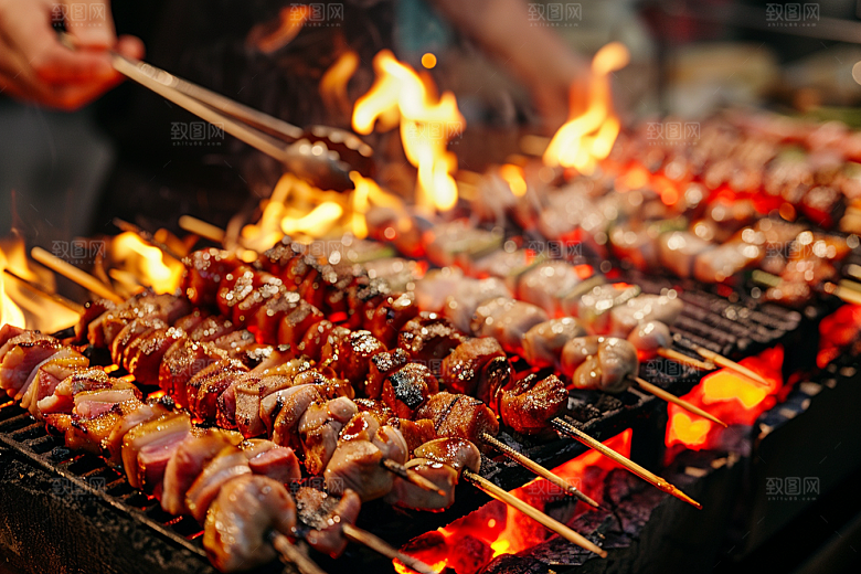 火热烤串香酥夏季摄影图