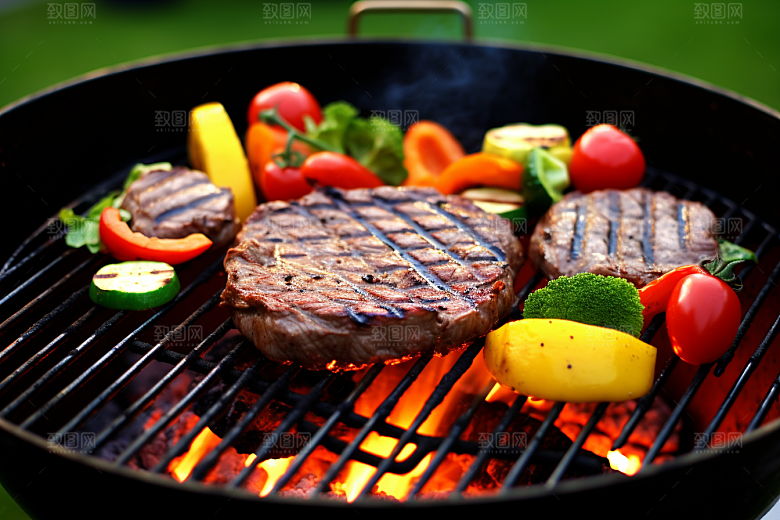 火热烤串美食夏季摄影图