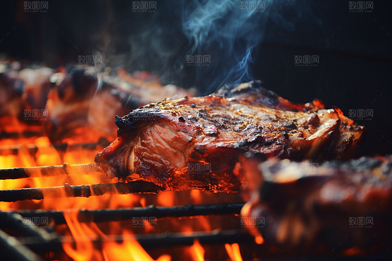 火热烤串美食夏天摄影图