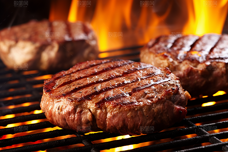 火热烤串夏季肉串摄影图