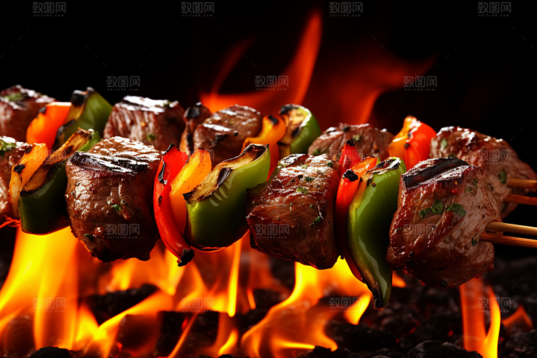 火热烤串夏天烤肉摄影图