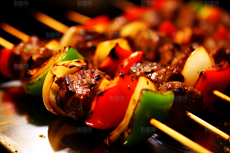 火热烤串夏季美食摄影图
