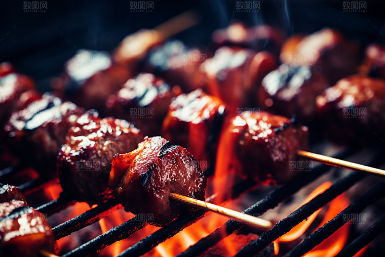 火热烤串肉串烤肉摄影图