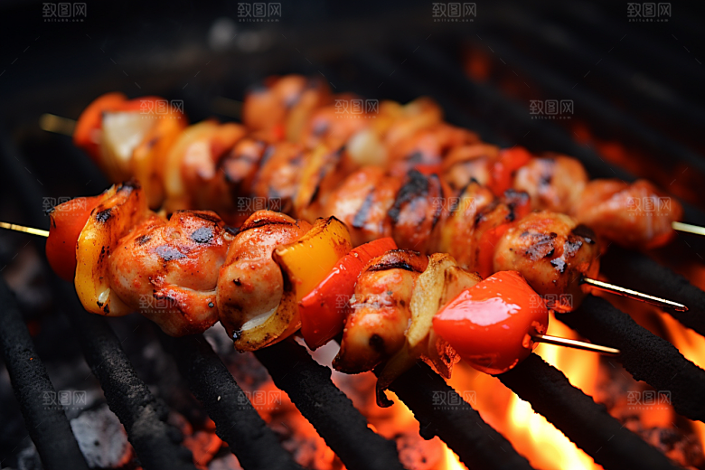 火热烤串夏天美食摄影图