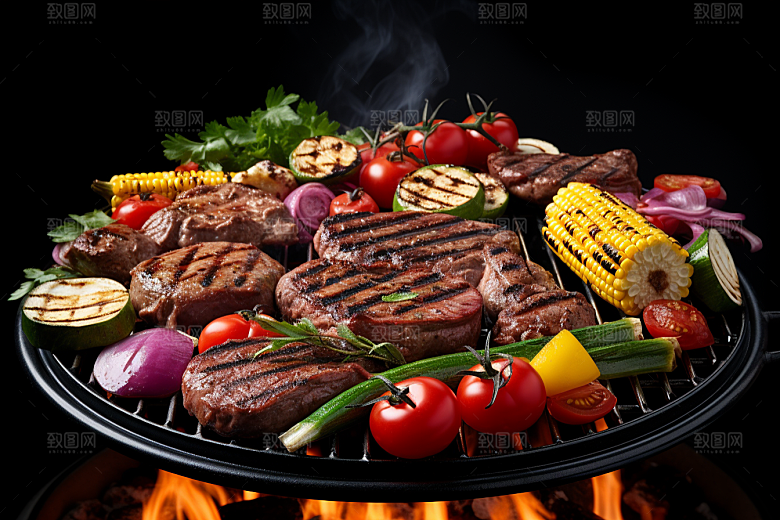 火热烤串肉串高清摄影图