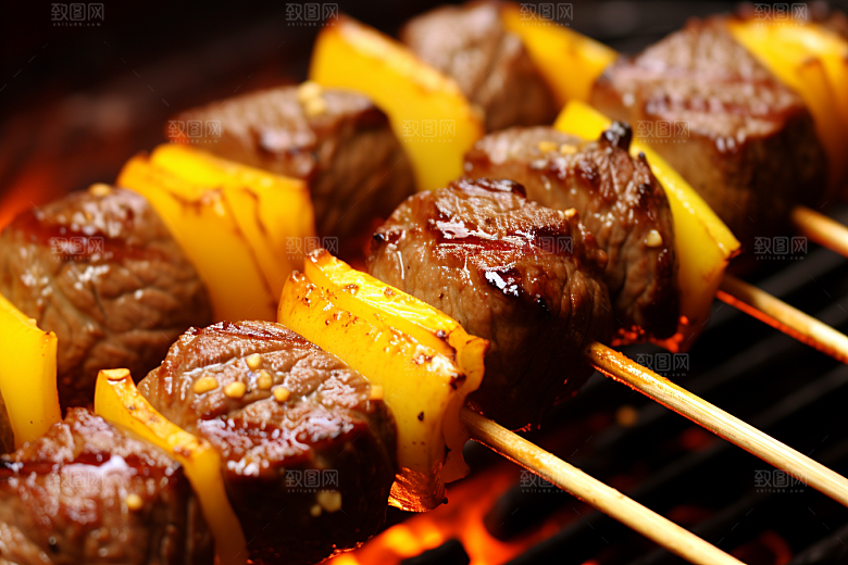 火热烤串肉串夜宵摄影图