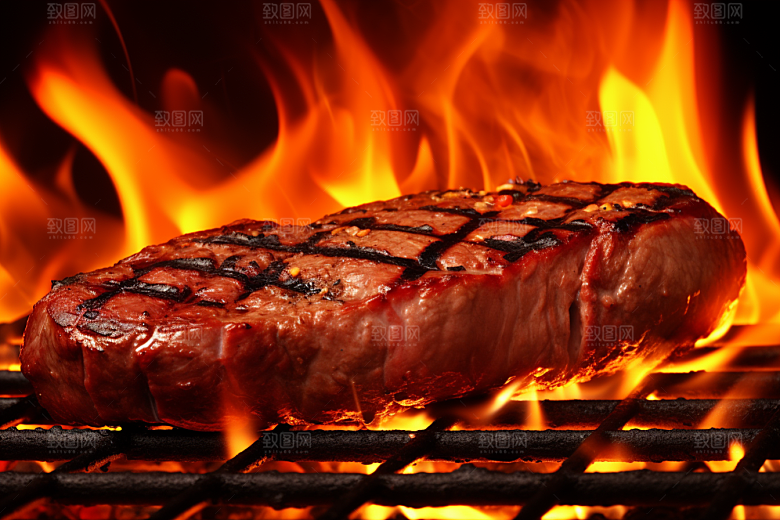 火热烤串肉串烤肉摄影图