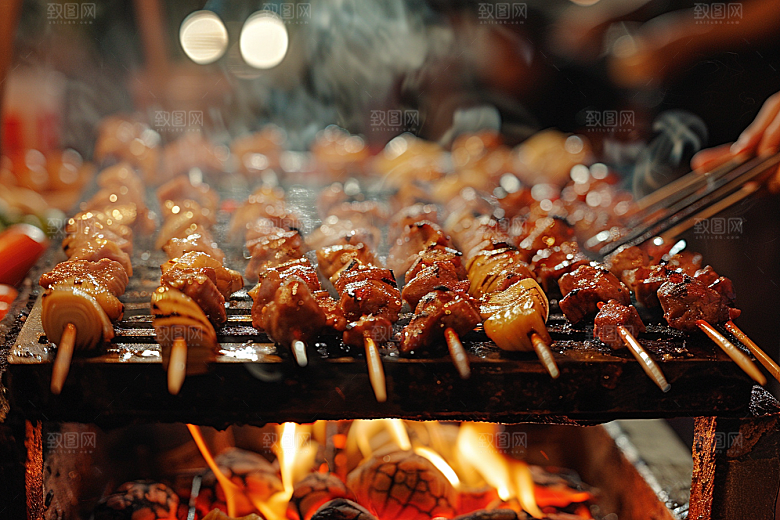 火热烤串香酥夏天摄影图