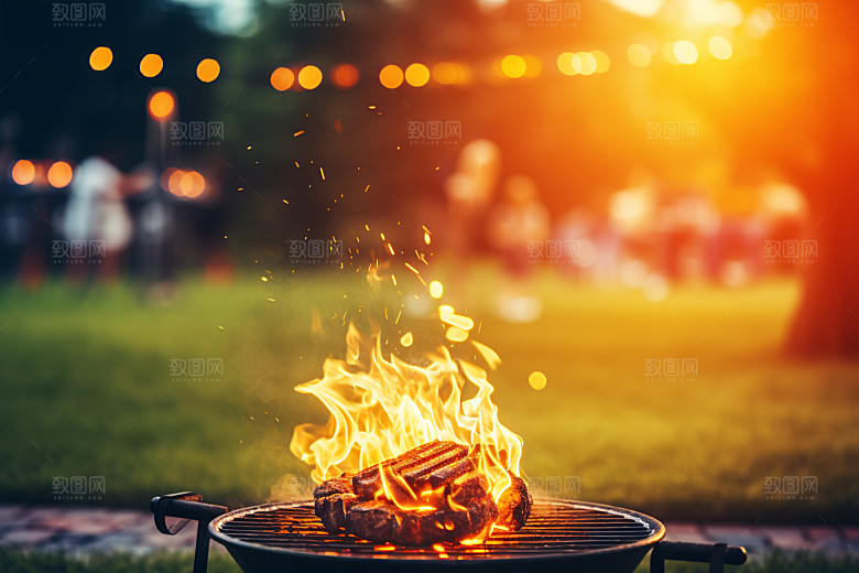 火热烤串夜宵夏天摄影图