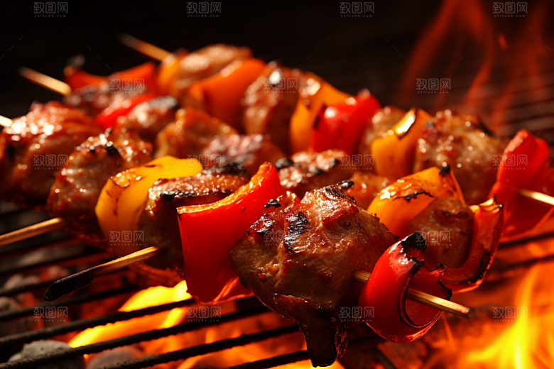 火热烤串美食小吃摄影图