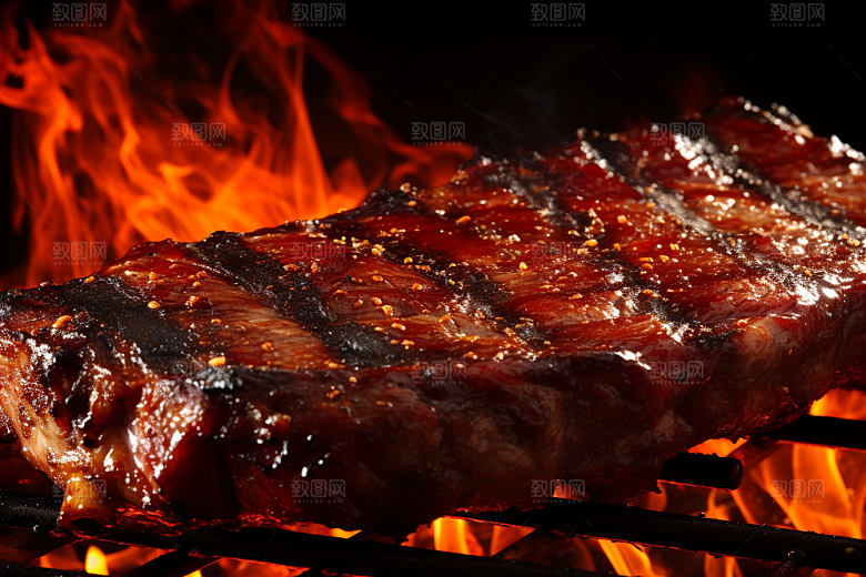 火热烤串美味烤肉摄影图