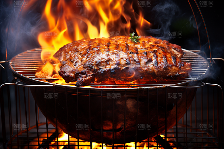 火热烤串夏季肉串摄影图