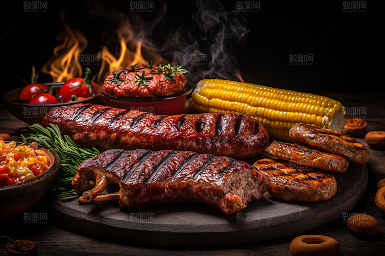 火热烤串烟熏火燎肉串摄影图