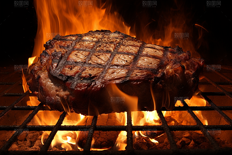 火热烤串肉串小吃摄影图
