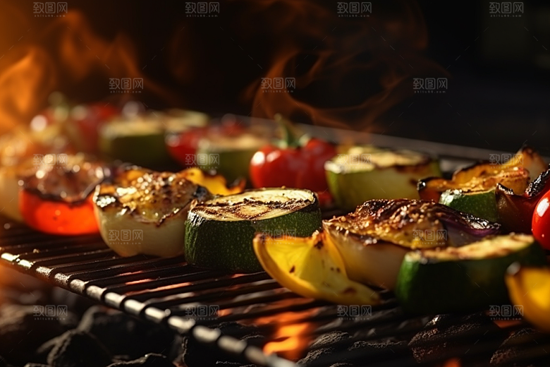 火热烤串美味夏天摄影图