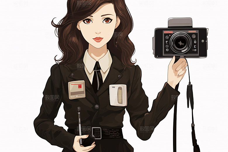 媒体人现场直播新闻人物插画
