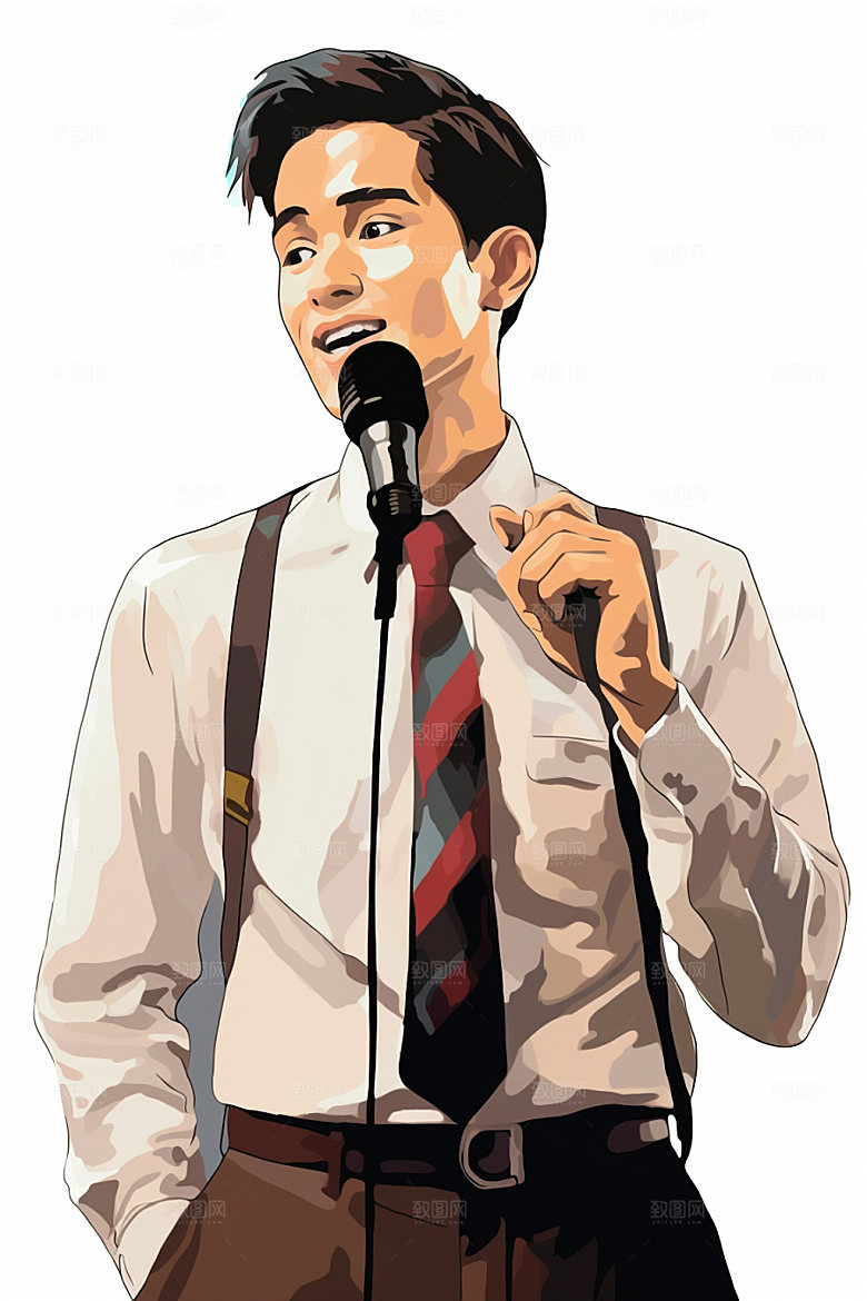 媒体人现场直播记者插画