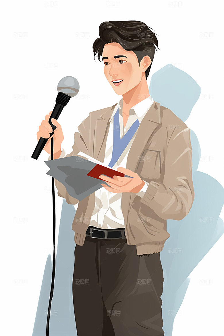 媒体人采访记者插画