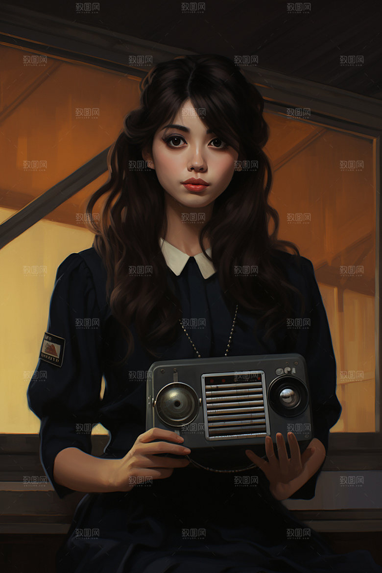 媒体人扁平现场直播插画