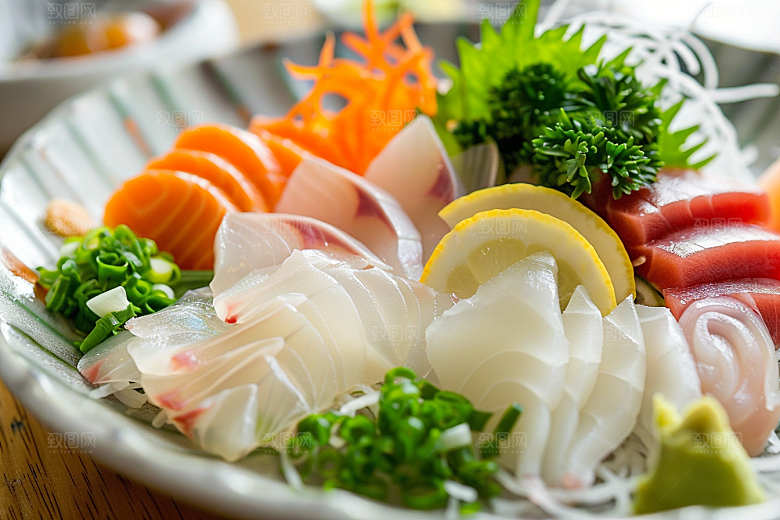 美味生鱼片鱼生冰箱摄影图