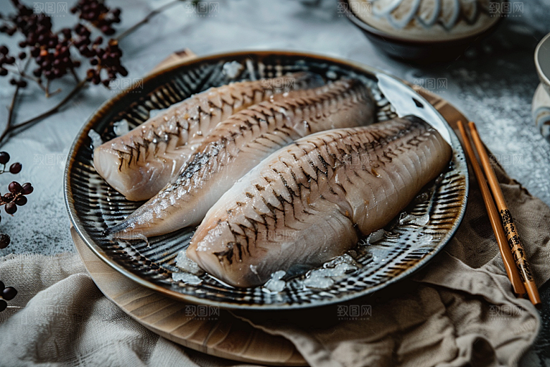美味生鱼片日料冰箱摄影图