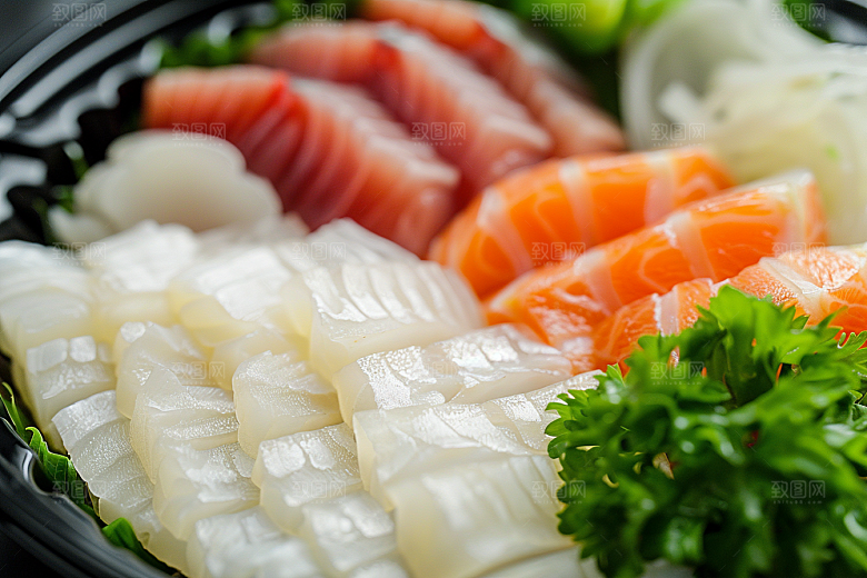 美味生鱼片刺身鱼肉摄影图