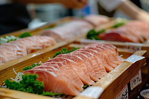 美味生鱼片鱼肉高清摄影图