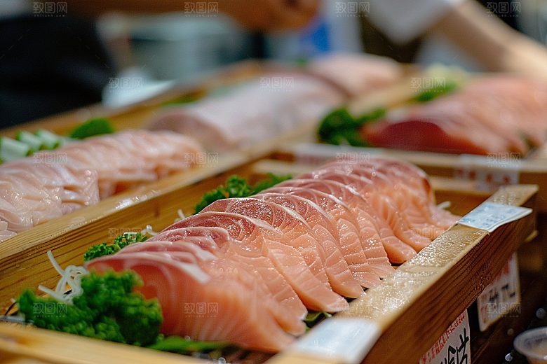 美味生鱼片鱼肉高清摄影图