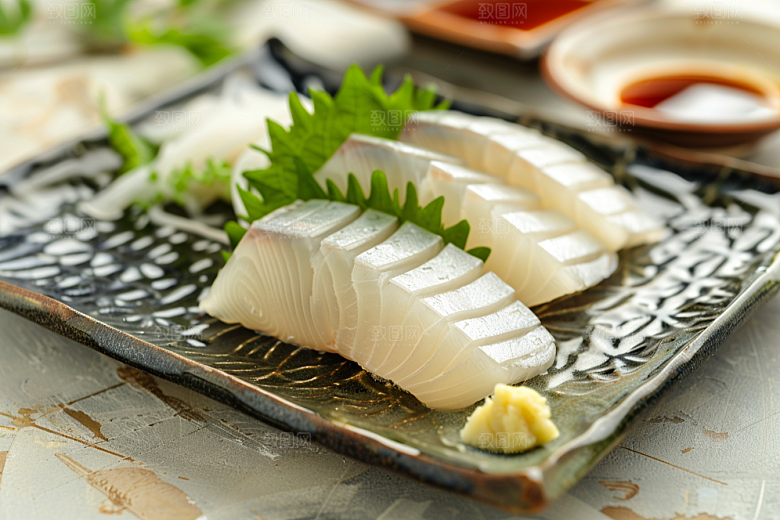 美味生鱼片冰箱鱼肉摄影图