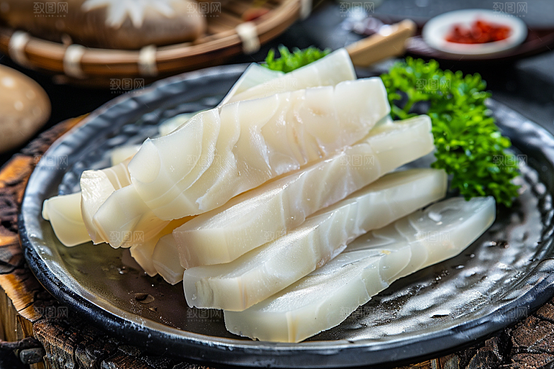 美味生鱼片鱼肉冰箱摄影图