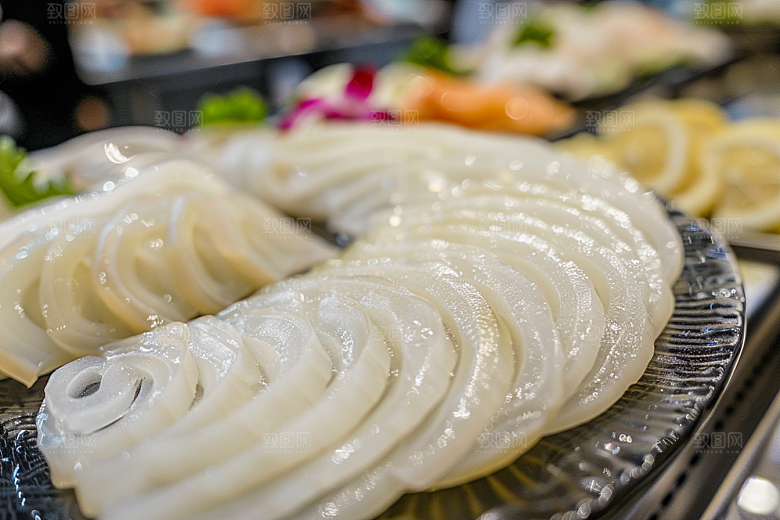 美味生鱼片冰箱鱼肉摄影图