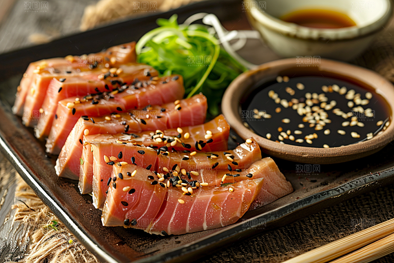 美味生鱼片新鲜鱼生摄影图