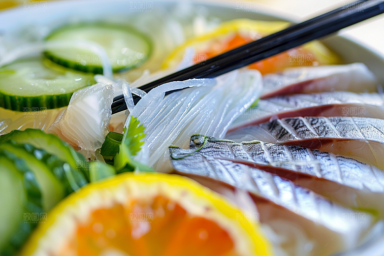 美味生鱼片鱼生日料摄影图