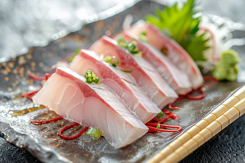 美味生鱼片食材冰箱摄影图