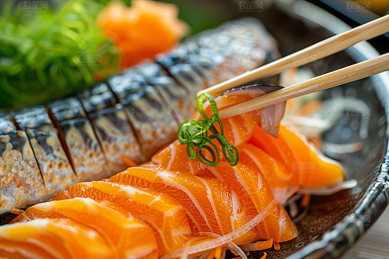 美味生鱼片日料冰箱摄影图