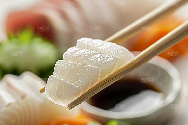 美味生鱼片鱼生冰箱摄影图