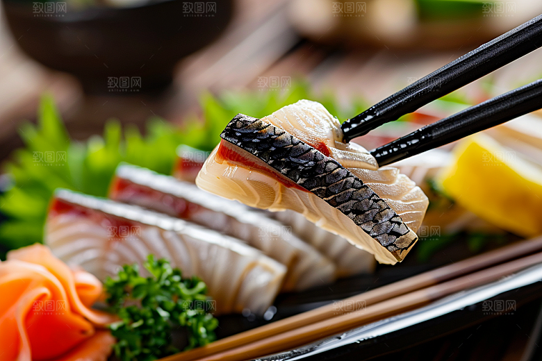 美味生鱼片美食刺身摄影图