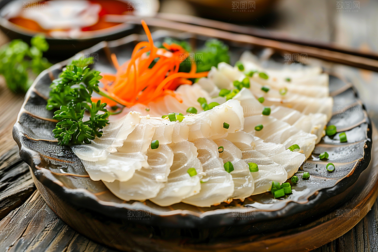 美味生鱼片冰箱美食摄影图