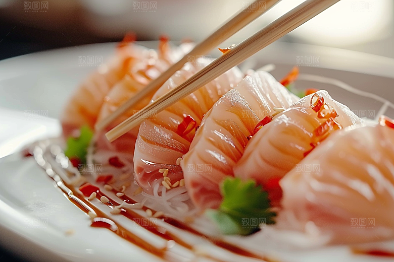 美味生鱼片日料美食摄影图