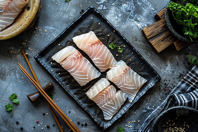 美味生鱼片海鲜冰箱摄影图