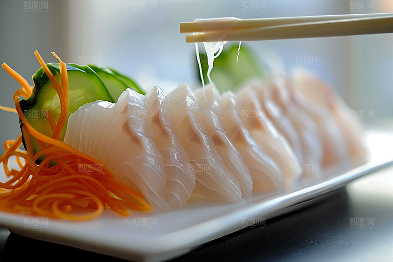 美味生鱼片冰箱美味摄影图