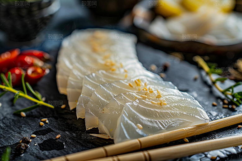 美味生鱼片食材冰箱摄影图