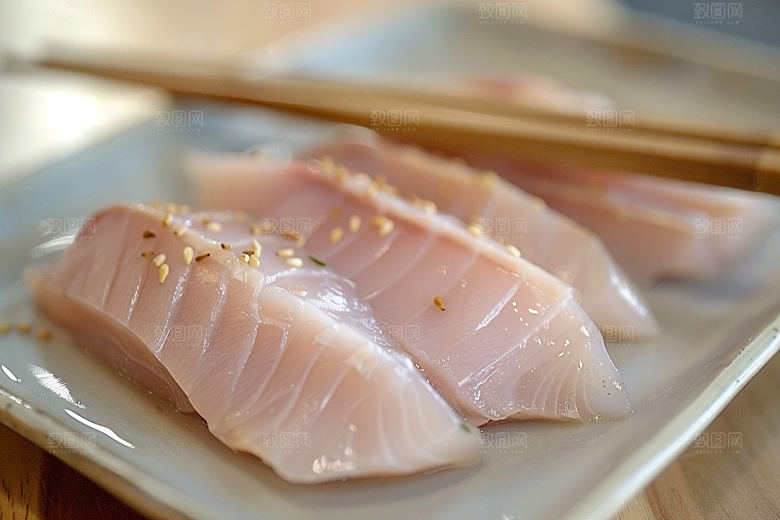 美味生鱼片冰箱食材摄影图