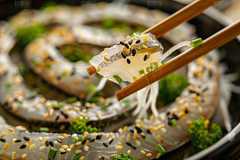 美味生鱼片冰箱刺身摄影图