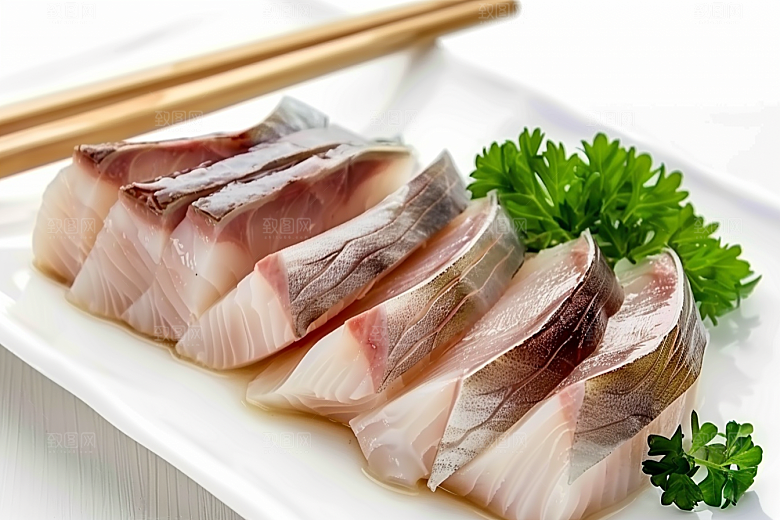 美味生鱼片美食鱼肉摄影图