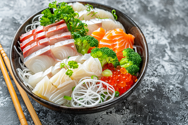 美味生鱼片鱼肉日料摄影图