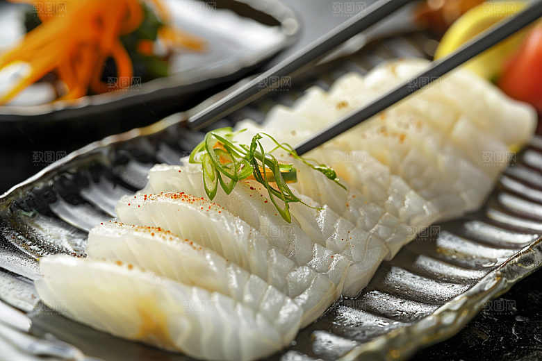 美味生鱼片鱼肉冰箱摄影图