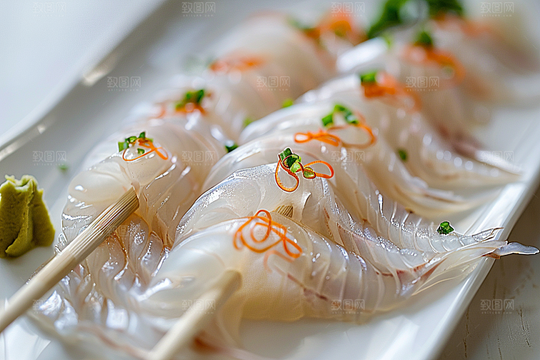 美味生鱼片新鲜鱼肉摄影图